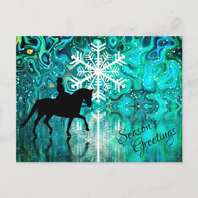 Season's Greetings Dressage Horse Winter Holiday Postcard (Front)