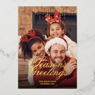 Season's Greetings Dripping Tinsel Christmas Photo