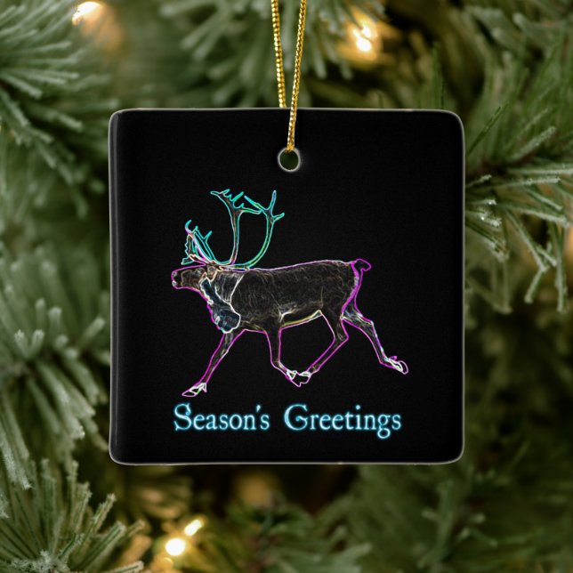 Season's Greetings - Electric Caribou Ceramic Ornament (Tree)
