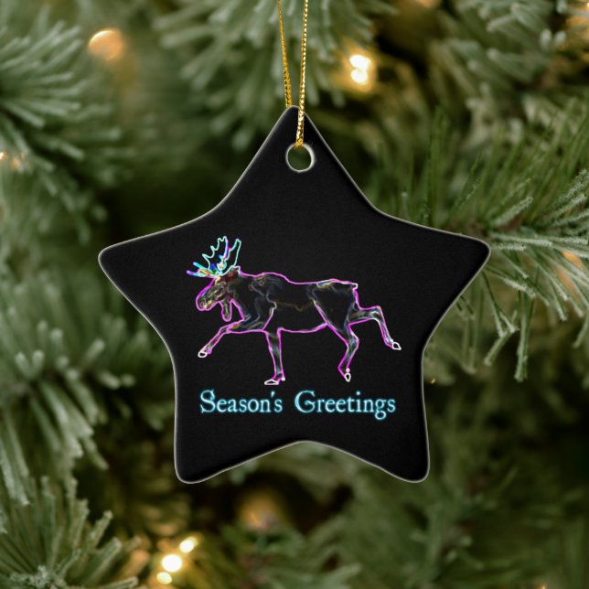 Season's Greetings - Electric Moose Ceramic Tree Decoration (Tree)