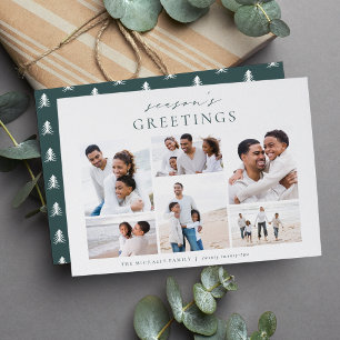 Season's Greetings Elegant 6 Photo Collage Holiday Card