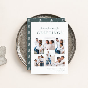 Season's Greetings Elegant 6 Photo Collage Holiday Card