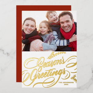 Season's Greetings Elegant Calligraphy Photo