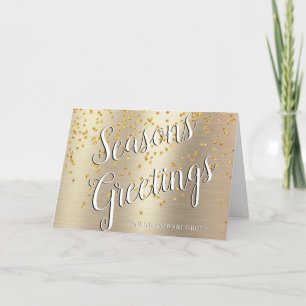 Seasons Greetings Elegant Gold Glitter Business  Holiday Card