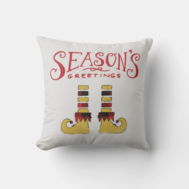 Season's Greetings Elf Shoes Cushion (Front)