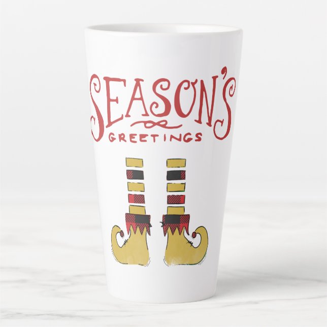 Season's Greetings Elf Shoes Latte Mug (Front)