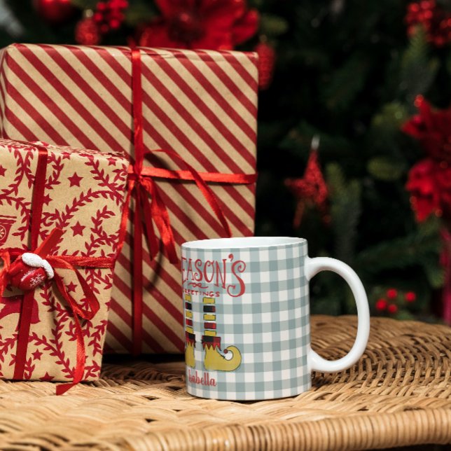 Season's Greetings Elf Shoes Personalised   Coffee Mug (Creator Uploaded)
