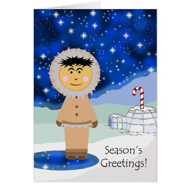 Season's Greetings, Eskimo in Winter Landscape (Front)