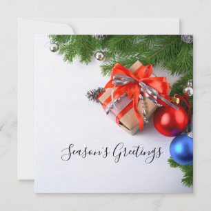 Season's Greetings Evergreen Christmas Ornaments Card