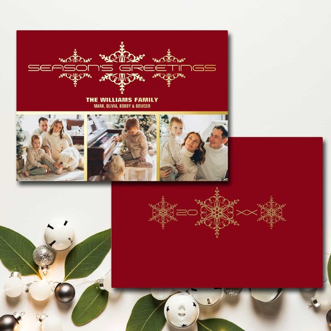 Season's Greetings Family Photos Christmas (Send season's greetings to one and all with this personalized photo Christmas card.)