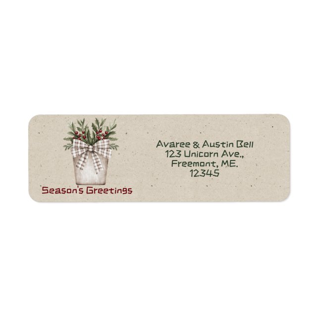 Season's Greetings Floral Basket Return Address  (Front)