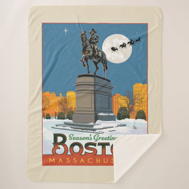 Season's Greetings From Boston Common! Sherpa Blanket (Front)