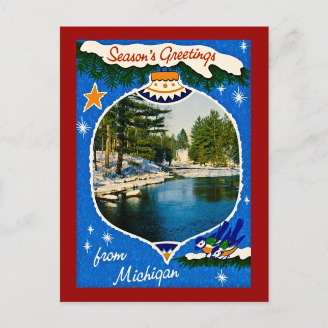 Seasons Greetings from Michigan Holiday Postcard (Front)