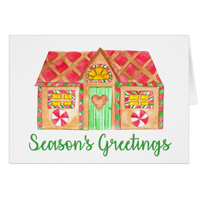Season's Greetings Gingerbread house (Front Horizontal)