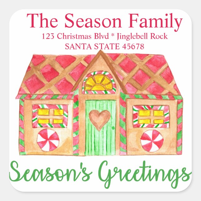 Season's Greetings Gingerbread house Envelope seal (Front)
