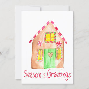Season's Greetings Gingerbread house Invitation