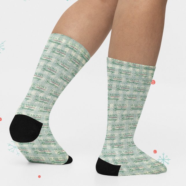 Season's Greetings Gingham Christmas Socks (Creator Uploaded)