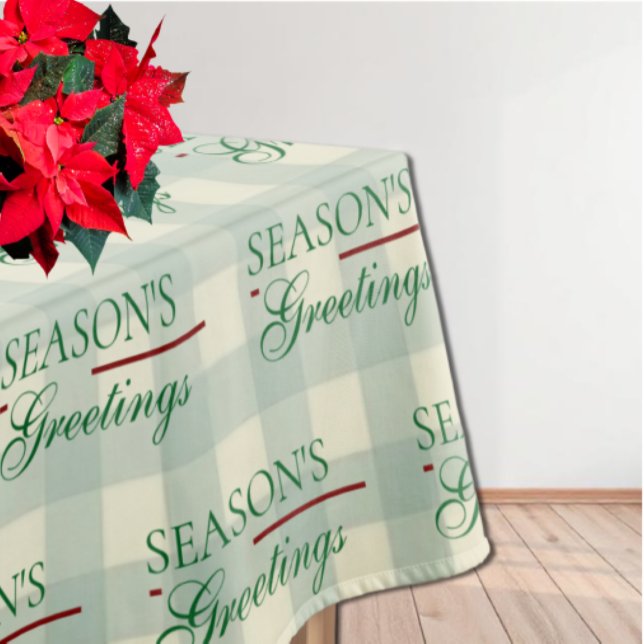 Season's Greetings Gingham Christmas Tablecloth (Creator Uploaded)