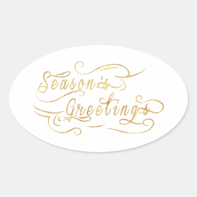 Seasons Greetings (GOLD) Oval Sticker (Front)