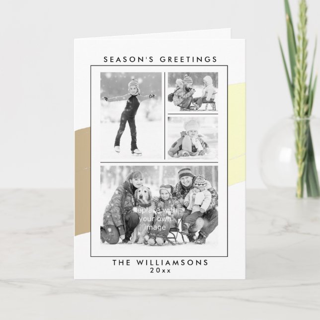 Season's Greetings Gold Paint Brush Swish Holiday  (Front)