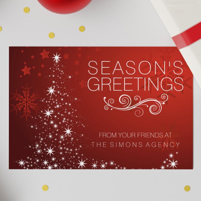 Seasons Greetings Gold Star Corporate Business Holiday Card (Creator Uploaded)