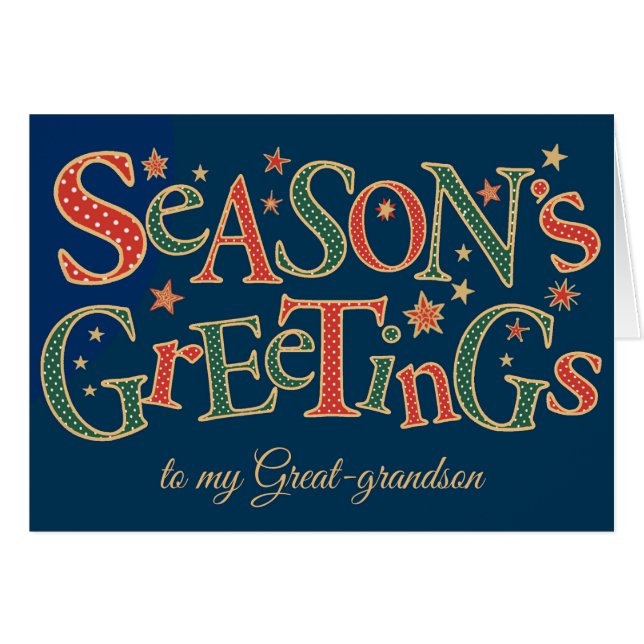 Season's Greetings Great-Grandson  Polkas (Front Horizontal)