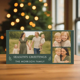 Season's Greetings Green Happy Holidays Photo  Holiday Card