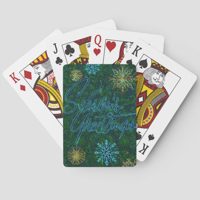 Seasons Greetings Green Playing Cards (Back)