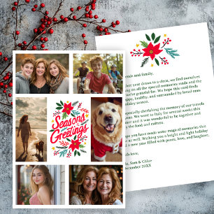 SEASONS GREETINGS Hand-Drawn CUSTOM 6 PHOTO  Holiday Card