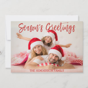 Season's Greetings Hand Lettered Script Photo Card