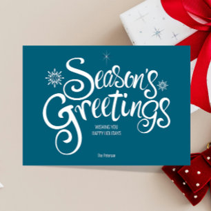 Season's Greetings Hand Writing Script Greeting Card