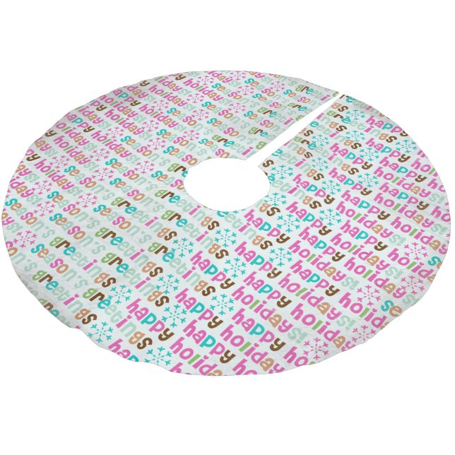 Seasons Greetings Happy Holidays Tree Skirt (Angled)