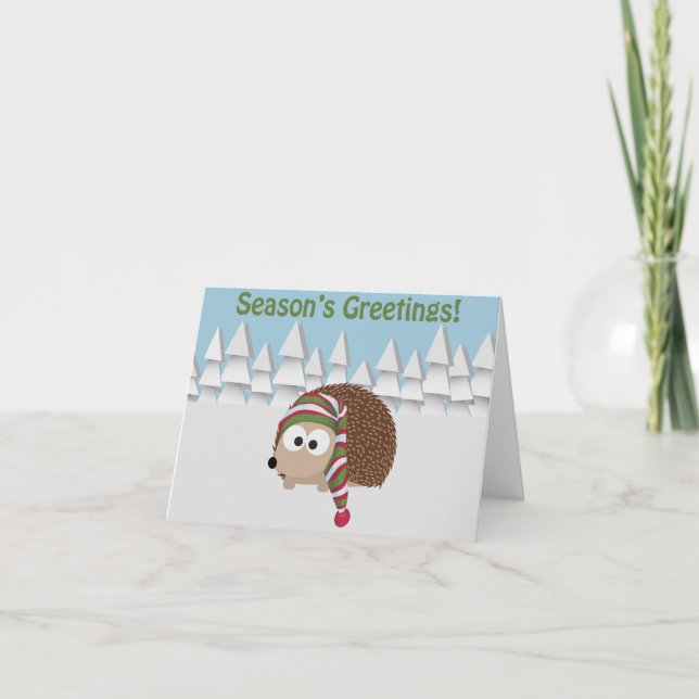 Season's Greetings Hedgehog Holiday Card (Front)
