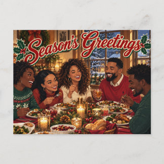 Season's Greetings Holiday Black American Postcard