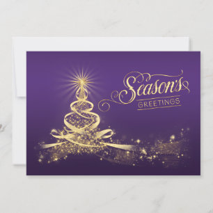 Season's Greetings Holiday Card   Purple Faux Gold
