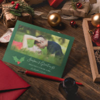 Season's Greetings Holly Engaged Couple Photo