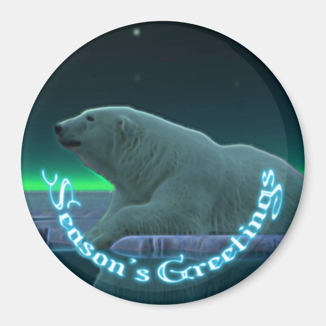 Season's Greetings - Ice Edge Polar Bear Magnet (Front)