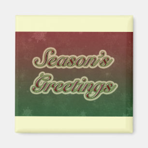Season's Greetings in Text on Red and Green Magnet
