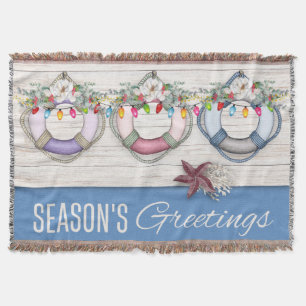 Season's Greetings (Life Preservers) Christmas  Throw Blanket
