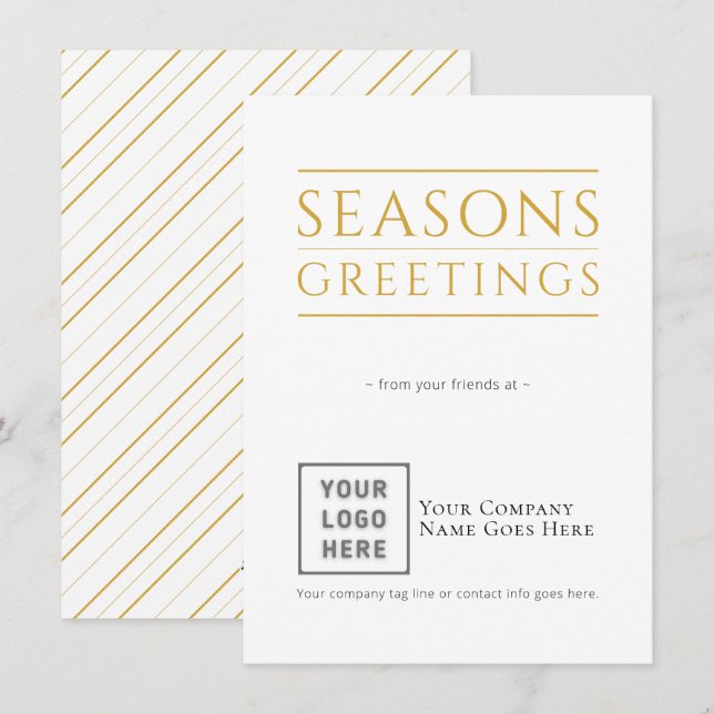 Seasons Greetings Modern Business Holiday Card (Front/Back)
