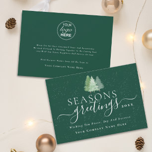 Seasons Greetings Modern Business Logo  Holiday Card
