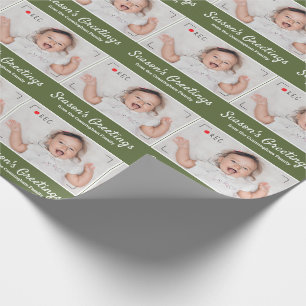 Season's Greetings Modern Cute Photo Wrapping Paper