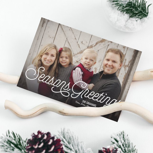 Seasons Greetings Modern Full Photo Holiday Card (Creator Uploaded)