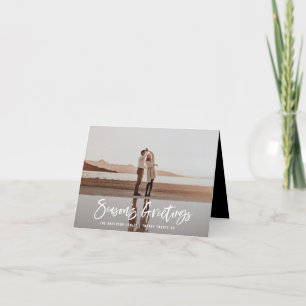 Seasons greetings modern, minimal photo christmas holiday card