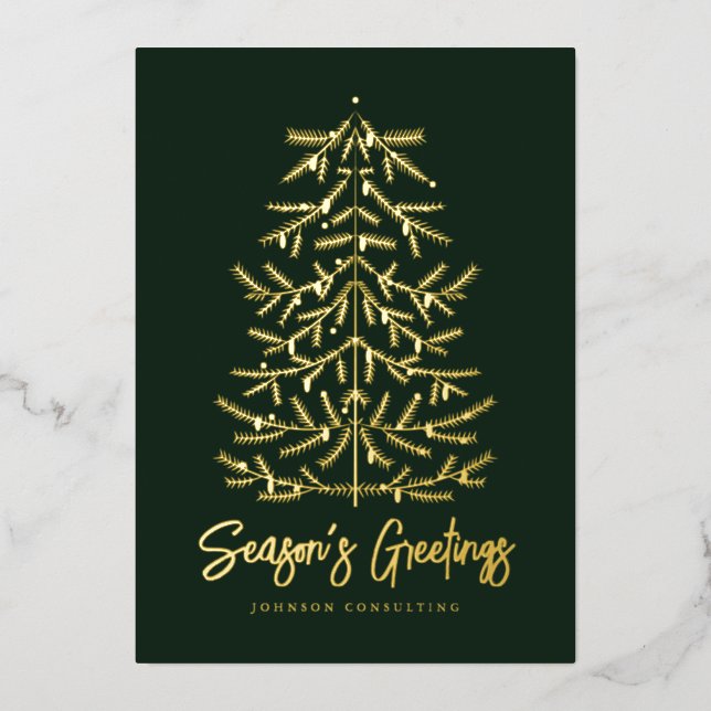 Season's Greetings Modern Simple Christmas Tree (Front)