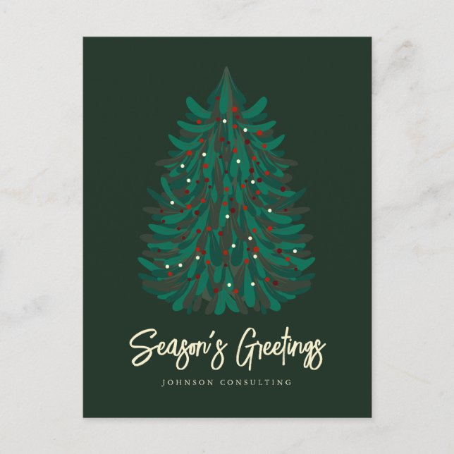Season's Greetings Modern Simple Christmas Tree Holiday Postcard (Front)