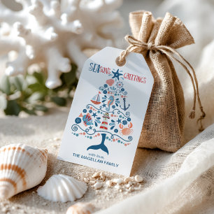 Seasons Greetings Nautical Beach Christmas Gift Tags