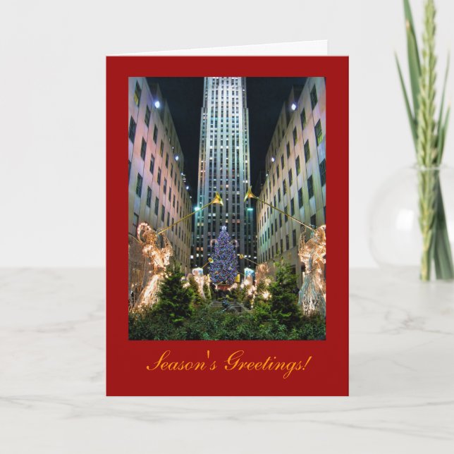 Season's Greetings: NYC Rockefeller Centre Tree A1 Holiday Card (Front)