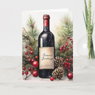 Season's greetings on a wine bottle 1 invitation