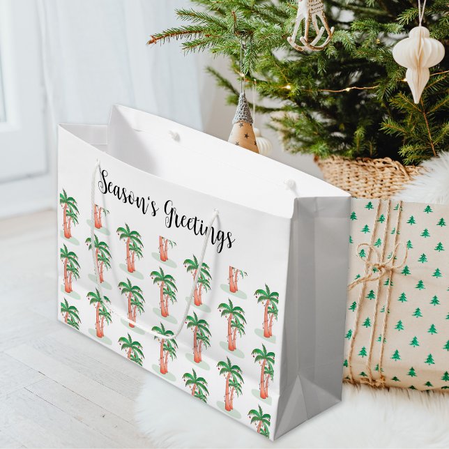 Season's Greetings Palm Tree Christmas  Large Gift Bag (Creator Uploaded)